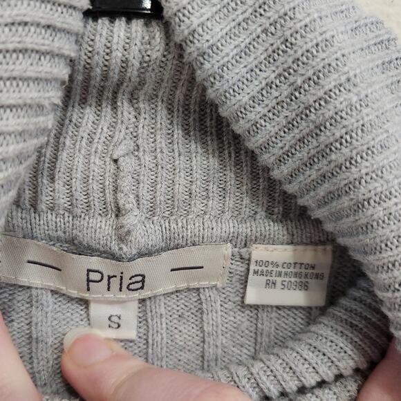 Pria Tutleneck Pullover Sweater Striped Texture Knit Cotton Pullover Gray Small - Picture 4 of 4